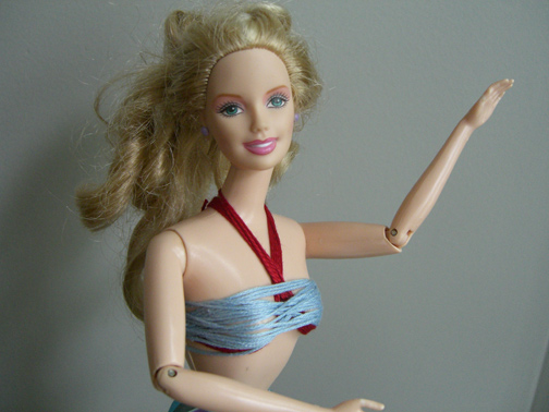 Make a String Bikini for Barbie the long thread